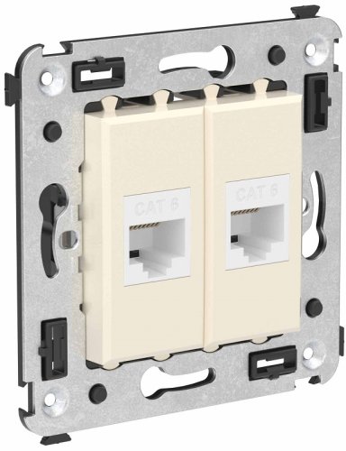 Розетка компьютерная без рамки DKC Avanti 2-м. RJ45+RJ45 6е ванильная дымка картинка